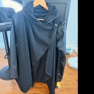 Trench Coat with Faux Leather Arms